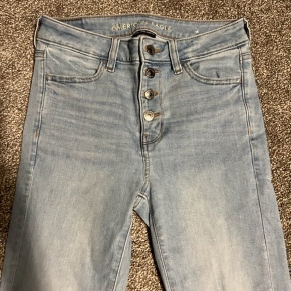 AMERICAN EAGLE Women's Jeans Next Level Stretch High Waisted Button Fly 4Long - Picture 2 of 6